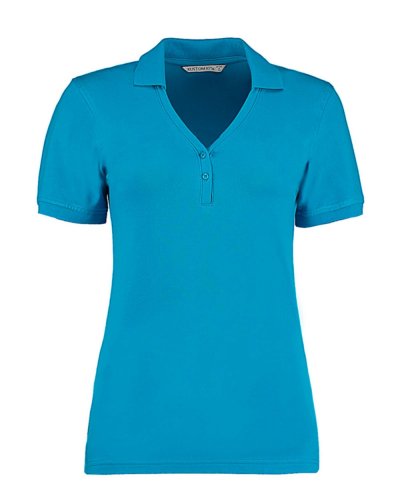 Polo donna con scollo a V Regular Fit Comfort® Turquoise