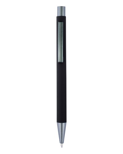 Penna a sfera con finitura in gomma in alluminio Emmett Nero