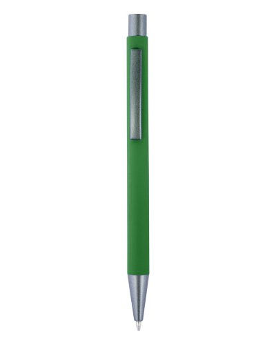 Penna a sfera con finitura in gomma in alluminio Emmett Verde