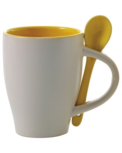 Tazza in ceramica con cucchiaio 300 ml Eduardo Giallo