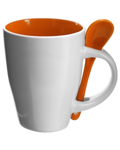 Tazza in ceramica con cucchiaio 300 ml Eduardo Arancio