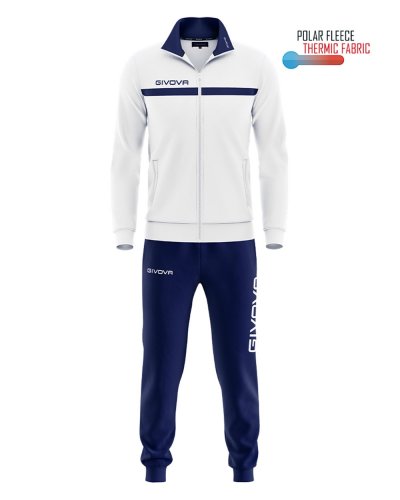 Tuta Givova one full zip polarfleece Bianco/Blu