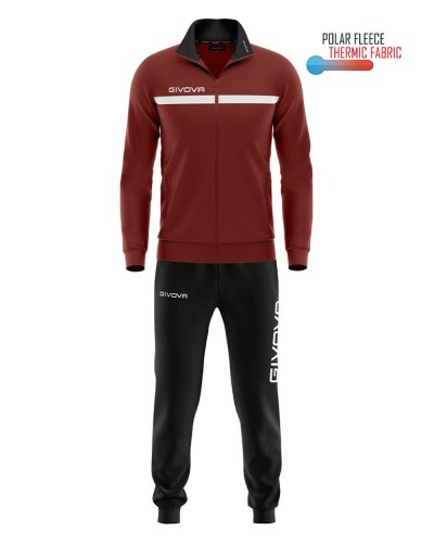 Tuta Givova one full zip polarfleece Granata/Nero