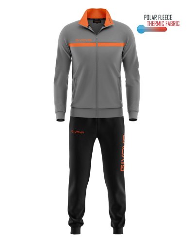 Tuta Givova one full zip polarfleece Grigio scuro/arancio fluo