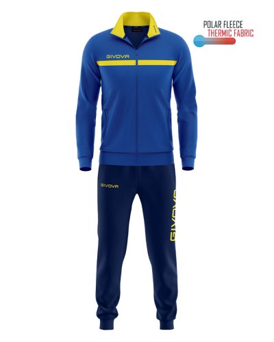 Tuta Givova one full zip polarfleece Azzurro/Giallo