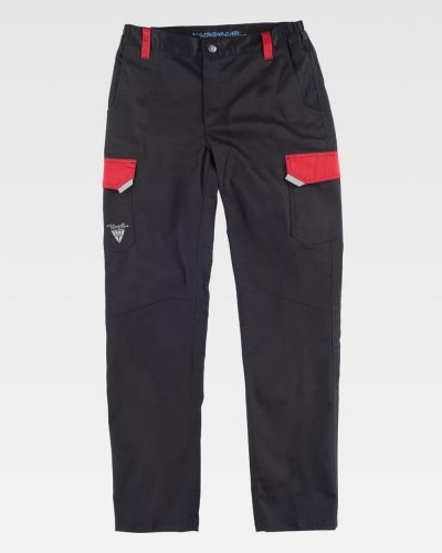 Pantalone in tessuto elasticizzato combinato future BLACK / RED