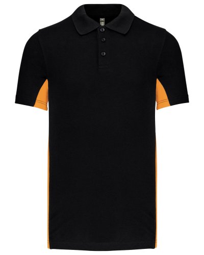 Polo manica corta bicolore Flag Black / Orange