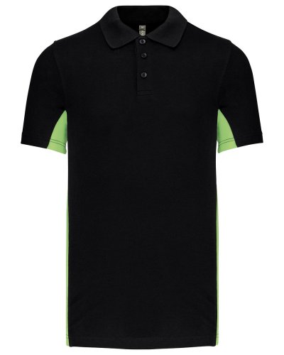 Polo manica corta bicolore Flag Black / Lime