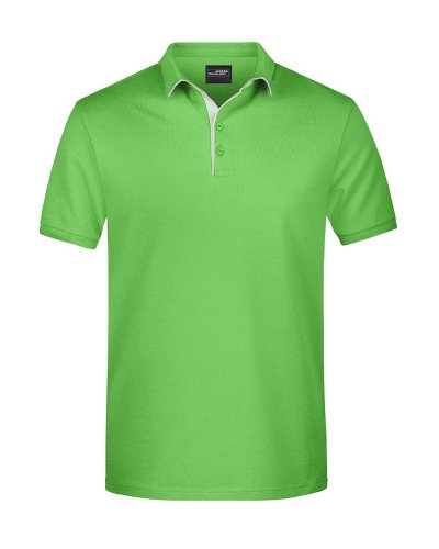 Men's Polo Single Stripe Lime Green/White