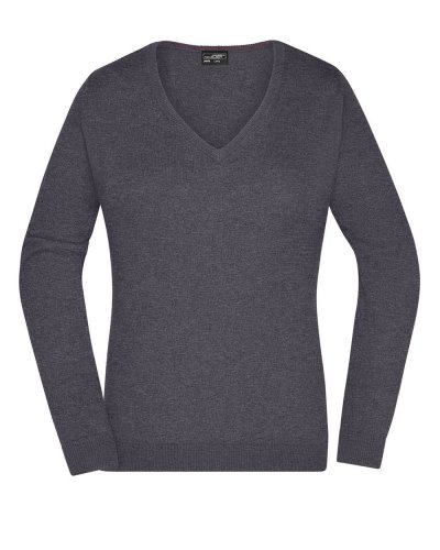 Ladies' V-Neck Pullover Anthracite-melange