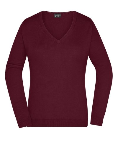 Ladies' V-Neck Pullover Bordeaux
