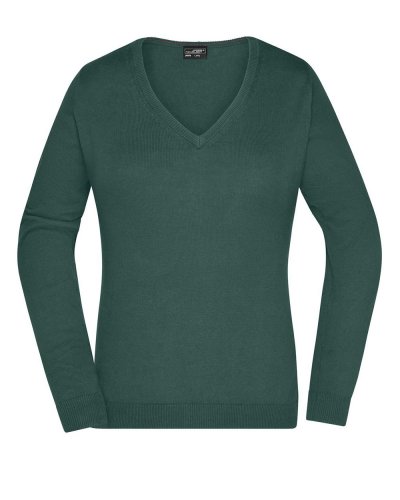 Ladies' V-Neck Pullover Forest Green