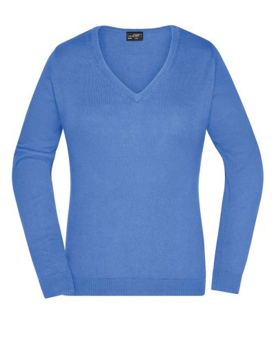 Ladies' V-Neck Pullover Glacier-blue