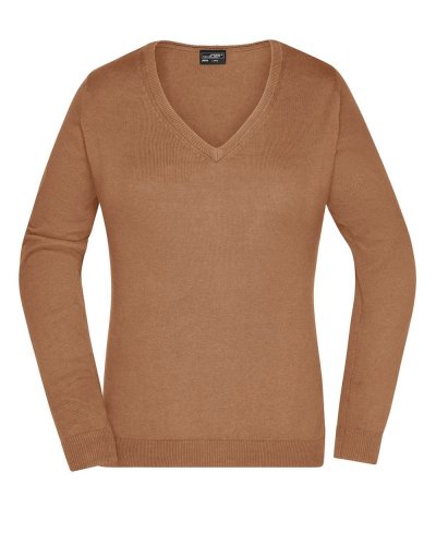 Ladies' V-Neck Pullover Camel