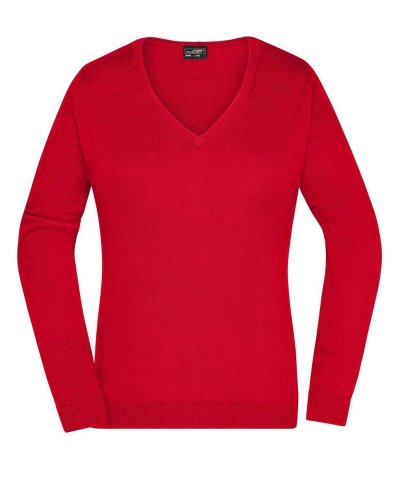 Ladies' V-Neck Pullover Red
