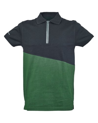Polo manica corta bicolore in jersey Gibilterra Green / Black