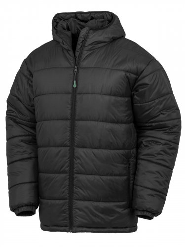 Recycled hooded padded parka Black