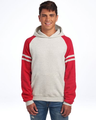 NuBlend Varsity Colour-Block Hooded Sweatshirt Oatm Heather/Fiery Red Heather