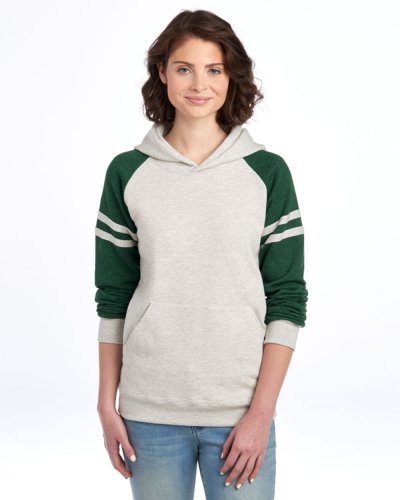 NuBlend Varsity Colour-Block Hooded Sweatshirt Oatm Heather/Forest Green Heat