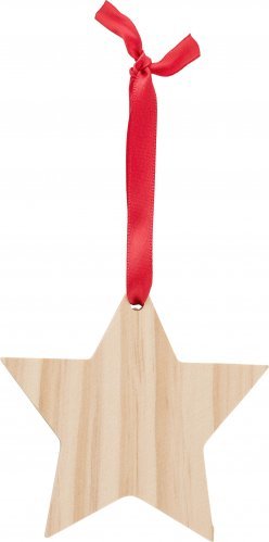 Stella natalizia Caspian in legno con nastro rosso 10 cm