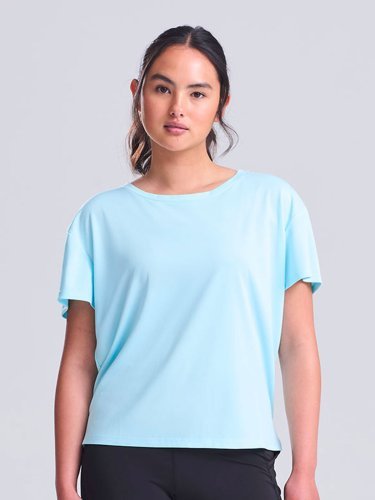 Camiseta deportiva de mujer con espalda abierta transpirable 100% poli