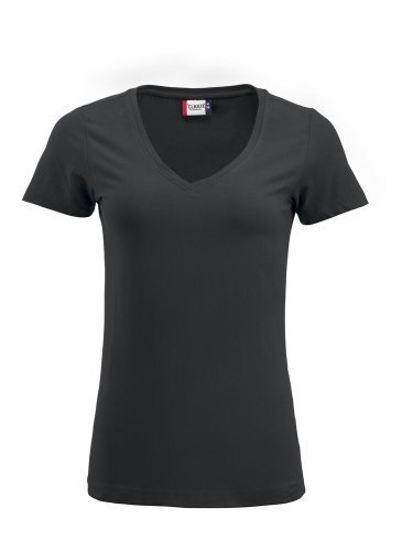 Arden T-shirt donna cotone elasticizzato scollo V, bianca regular