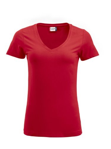 Arden T-shirt donna cotone elasticizzato scollo V, bianca regular