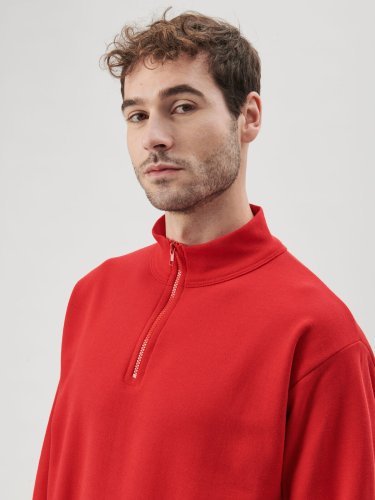 Sweatshirt Ranger demi-zip pour homme, coton recyclé, fabriqué en Ital