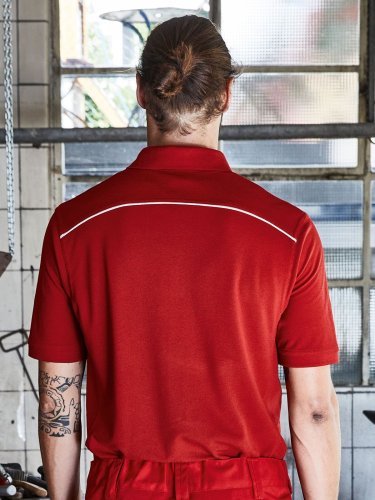 Polo de travail pour femme, coton bio, inserts contrastants