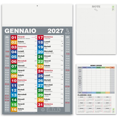 Calendario olandese Block 2027 12 mesi, 29x47cm, carta patinata