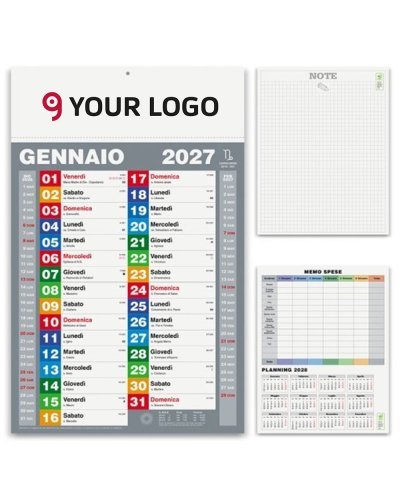 Calendario olandese Block 2027 12 mesi, 29x47cm, carta patinata