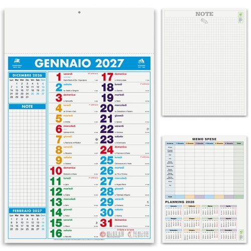 Calendario Olandese Multicolor Notes 2026 29x47cm 12 mesi