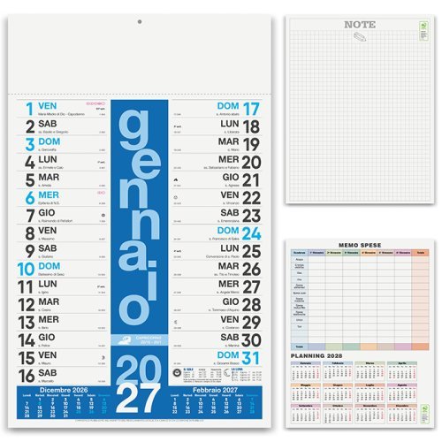 Calendario Olandese Colors 2027, 12 mesi, 29x47 cm, carta patinata