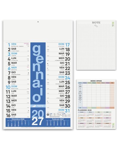 Calendario Olandese Colors 2027, 12 mesi, 29x47 cm, carta patinata