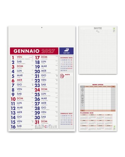 Calendario Olandese Notes 29x47cm carta patinata 12 mesi
