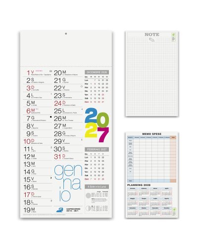 Calendario Olandese Shaded Moderno 12 mesi, 23x47 cm, carta patinata