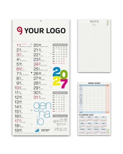 Calendario Olandese Shaded Moderno 12 mesi, 23x47 cm, carta patinata