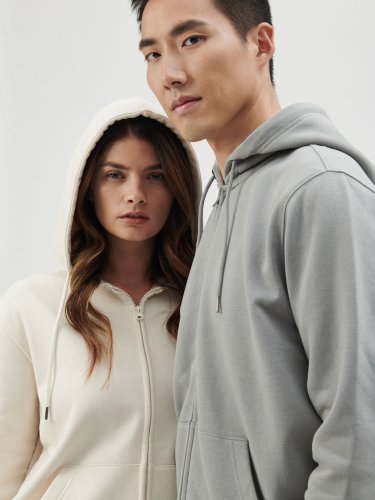 Hoodie Chili Doppel-Lagen-Zip, Bio-Baumwolle, innen angeraut