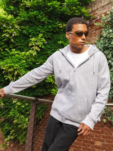 Hoodie Chili Doppel-Lagen-Zip, Bio-Baumwolle, innen angeraut