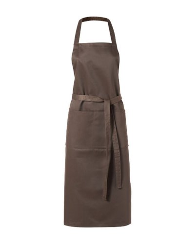 Grembiule lungo 2 tasche e attaccatura al collo Marrone