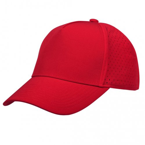 Cappellino golf 5 pannelli con tessuto microforato in 100% poliestere