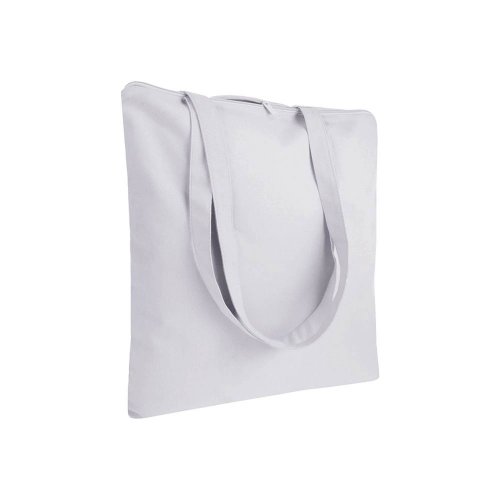 Shopper in cotone con manici lunghi e chiusura con zip