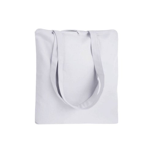 Shopper in cotone con manici lunghi e chiusura con zip