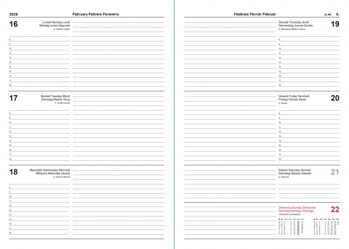 Agenda settimanale 2026 copertina rigida