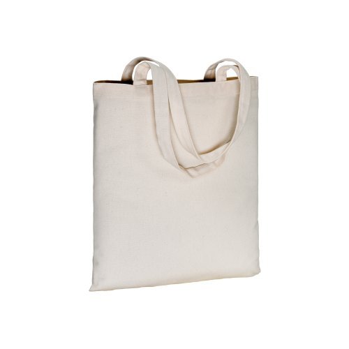 Shopper cotone 240g Made in Italy  manici lunghi beige