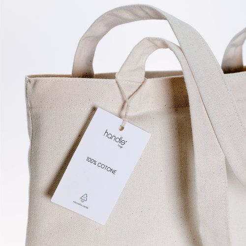 Shopper cotone 240g Made in Italy  manici lunghi beige