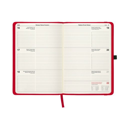 Agenda settimanale 2027 rigida 17x24cm PU con anello penna