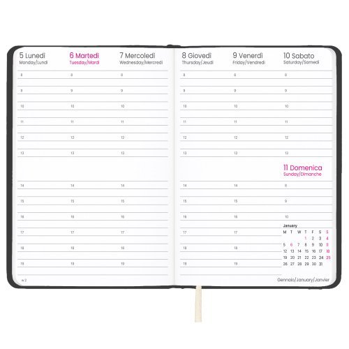 Agenda Settimanale 2027 PU Rigida 14,5x21 cm con Elastico