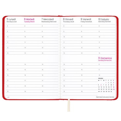 Agenda Settimanale 2027 PU Rigida 14,5x21 cm con Elastico