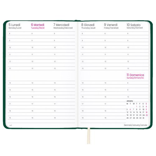 Agenda Settimanale 2027 PU Rigida 14,5x21 cm con Elastico